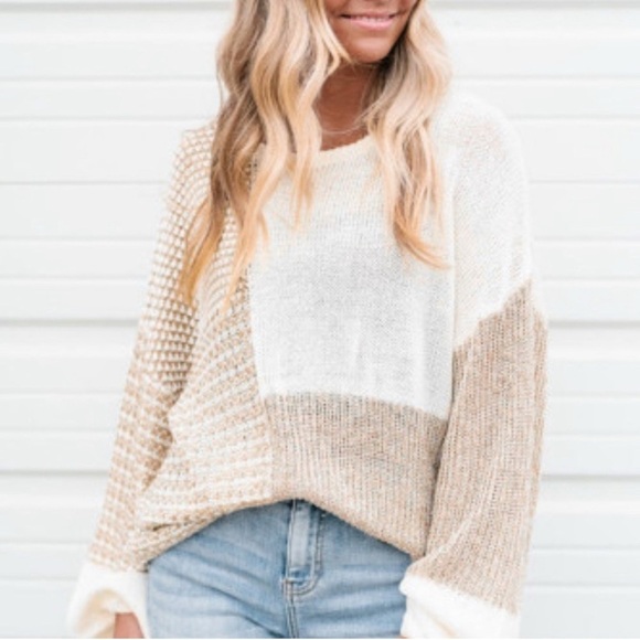 No Brand Sweaters - Colorblock Crew Neck Sweater